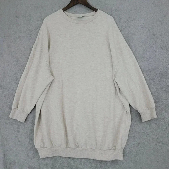 Asos Design Beige Oversized Sweatshirt Dress US 10 pullover   20CT - Picture 1 of 7